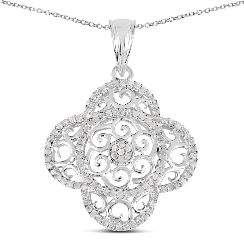 Bids.com 0.57 Carat Genuine White Diamond .925 Sterling Silver Pendant Pendants