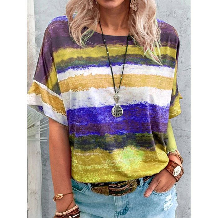 Color Block Round Neck Half Sleeve T-Shirt