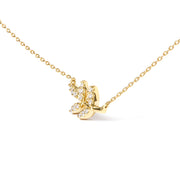 Bids.com 10K Yellow Gold 1/10 Cttw Diamond Leaf and Branch 18" Pendant Necklace (H-I Color, I1-I2 Clarity) Necklaces