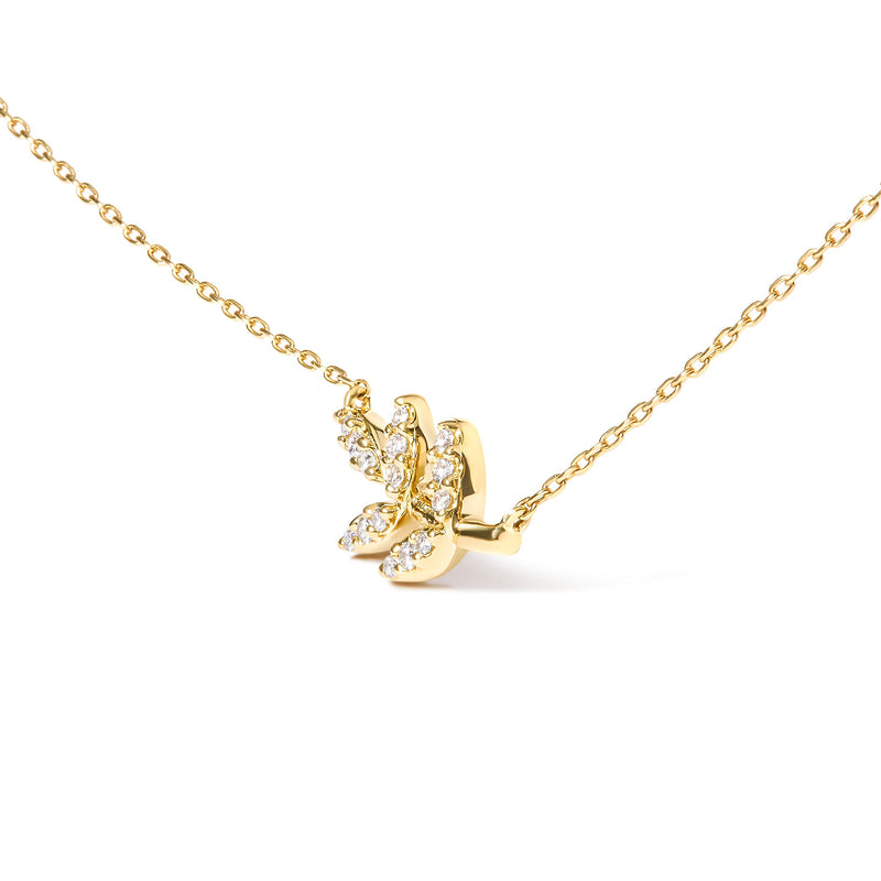 Bids.com 10K Yellow Gold 1/10 Cttw Diamond Leaf and Branch 18" Pendant Necklace (H-I Color, I1-I2 Clarity) Necklaces