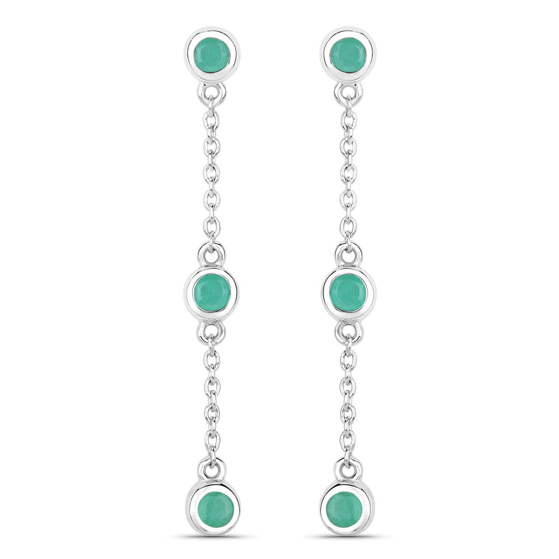 Bids.com 0.60 Carat Genuine Emerald .925 Sterling Silver Earrings Earrings