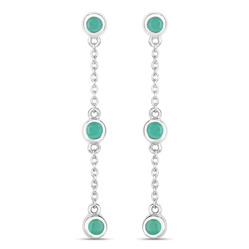 Bids.com 0.60 Carat Genuine Emerald .925 Sterling Silver Earrings Earrings