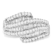 Bids.com 14K White Gold Diamond Cocktail Ring Band (1 3/4 Cttw, H-I Color, SI2-I1 Clarity) - Size 6-1/2 Rings