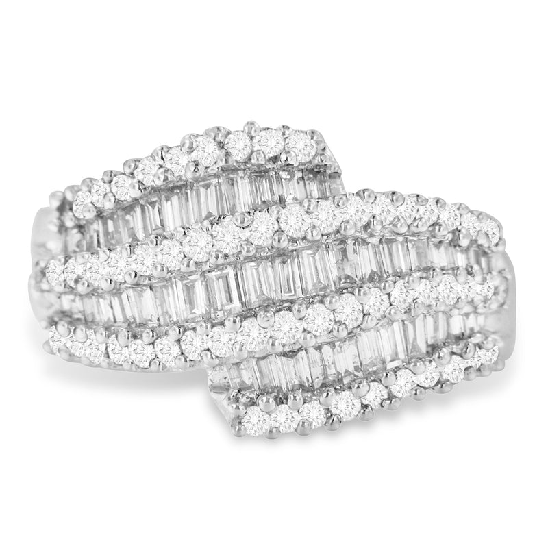 Bids.com 14K White Gold Diamond Cocktail Ring Band (1 3/4 Cttw, H-I Color, SI2-I1 Clarity) - Size 6-1/2 Rings