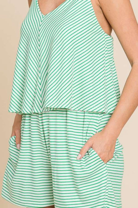 Culture Code Double Flare Striped Romper