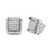 Bids.com 10K White Gold 1.0 Cttw Diamond  Composite with Halo Stud Earrings (H-I Color, I1-I2 Clarity) Earrings