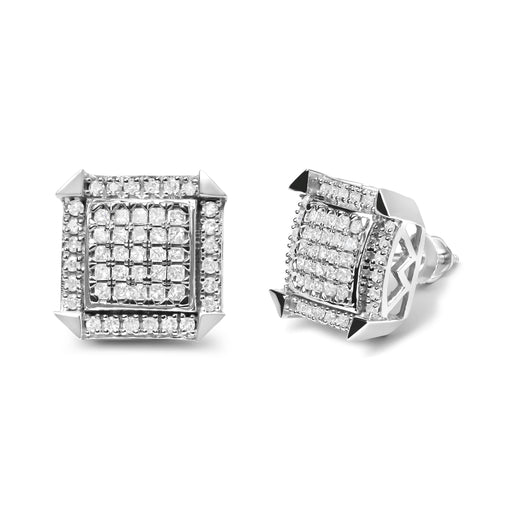 Bids.com 10K White Gold 1.0 Cttw Diamond  Composite with Halo Stud Earrings (H-I Color, I1-I2 Clarity) Earrings