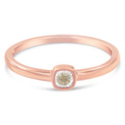 Bids.com 14K Rose Gold Plated .925 Sterling Silver 1/20 Carat Diamond Square Cushion-Shaped Miracle Set Petite Fashion Promise Ring (J-K Color, I1-I2 Clarity) - Size 6 Rings