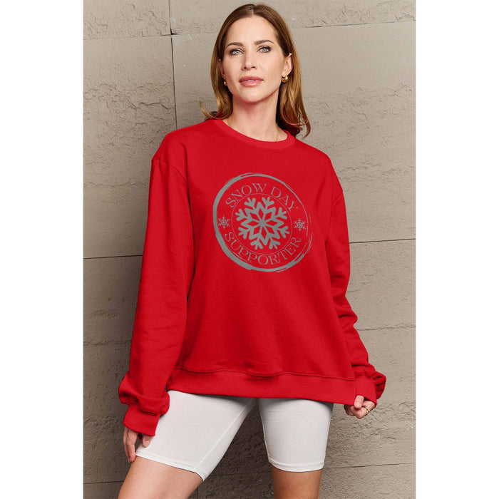 Simply Love SNOW DAY SUPPORTER Round Neck Sweatshirt