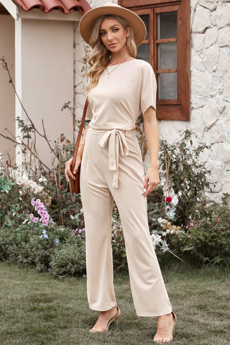 Tie Waist Straight Leg Jumpsuit