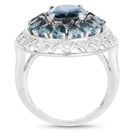 Bids.com 5.98 Carat Genuine London Blue Topaz .925 Sterling Silver Ring Rings