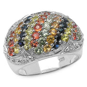 Bids.com 2.75 Carat Genuine Multi Sapphire .925 Sterling Silver Ring Rings