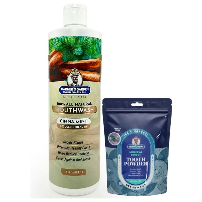 Garner's Garden Natural Mouthwash and Tooth Powder | H2O2 | Antibacterial Fluoride-Free Mouthwash