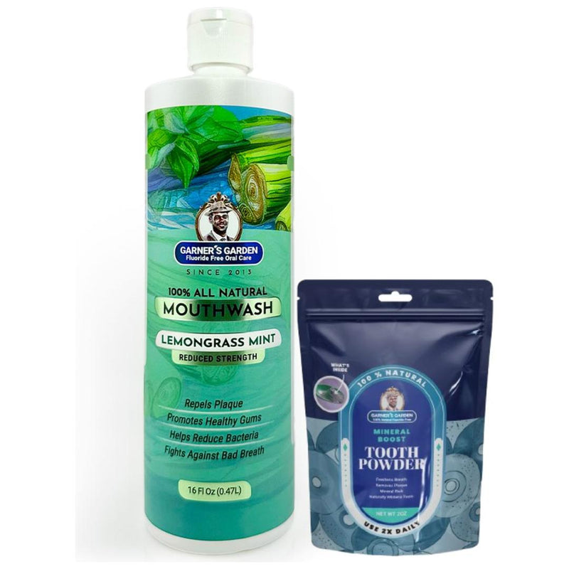 Garner's Garden Natural Mouthwash and Tooth Powder | H2O2 | Antibacterial Fluoride-Free Mouthwash