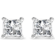 Bids.com AGS Certified 2/5 Cttw Princess Cut Diamond 14K White Gold 4-Prong Solitaire Square Stud Earrings (L-M Color, I1-I2 Clarity) Earrings