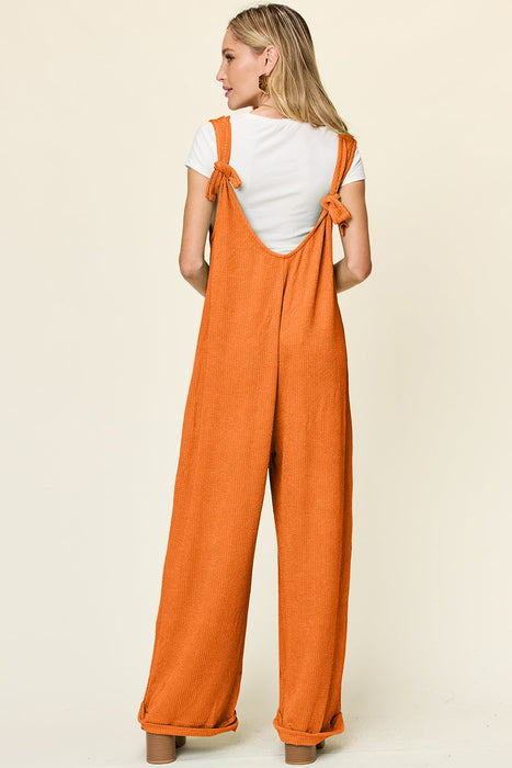 Double Take Texture Sleeveless Wide Leg Jumpsuit