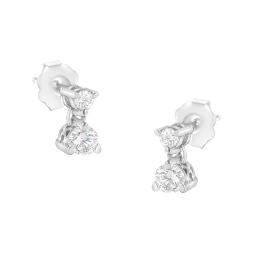 Bids.com 14KT White Gold 1/2 cttw Double Diamond Dangle Stud Earrings (H-I, I1-I2) Earrings