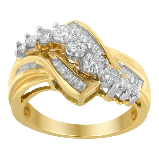 Bids.com 10K Two-Toned Diamond Bypass Ring (1 Cttw, H-I Color, SI2-I1 Clarity) - Size 6-1/2 Rings