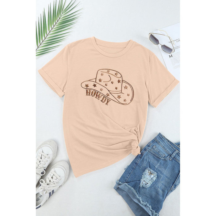 Hat Graphic Round Neck Short Sleeve T-Shirt