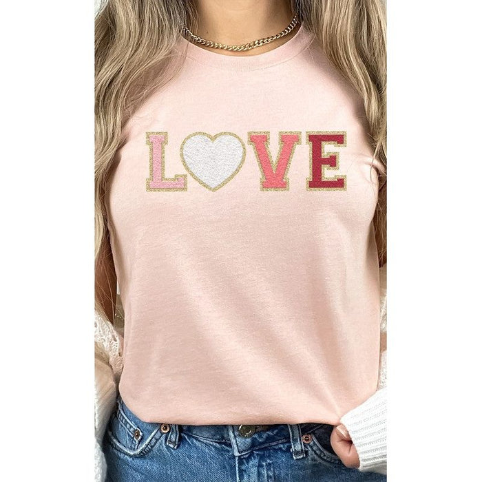 Love Faux Chenille Letters Graphic Tee