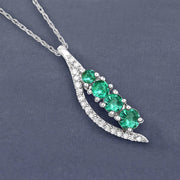 Bids.com 0.34 Carat Genuine Zambian Emerald and White Diamond 14K White Gold Pendant Pendants