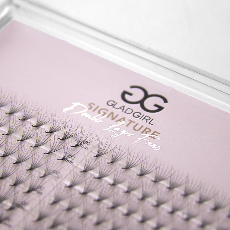 GladGirl 6D Double Layered Signature Mink PreMade Lash Fans - CC Curl & D Curl 0.03 x 8-15mm Eyelashes