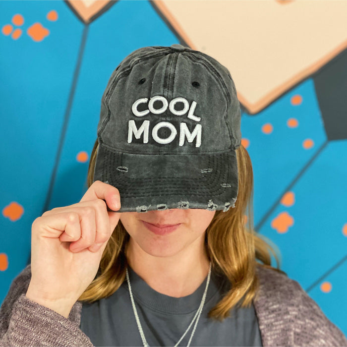 Ellison and Young | Cool Mom Embroidered Dark Grey Distressed Ball Cap