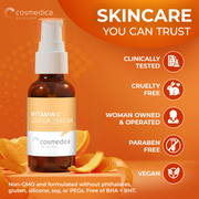 Cosmedica Skincare Cosmedica Skincare Vitamin C Serum for Face with Hyaluronic Acid – Anti Aging Serum for Dark Spots, Fine Lines, Wrinkles – Hydrating Collagen Booster for Women & Men Serum