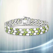 Bids.com 19.73 Carat Genuine Opal and Peridot .925 Sterling Silver Bracelet Bracelets