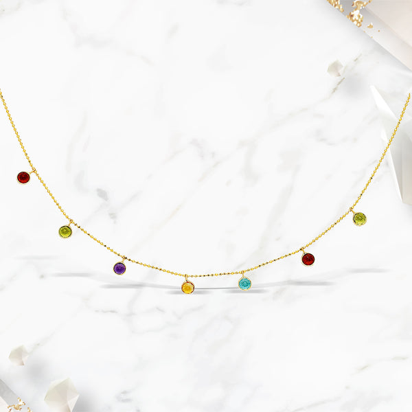Bids.com 14k Yellow Gold Cable Chain Necklace with Round Multi-Tone Charms Necklaces
