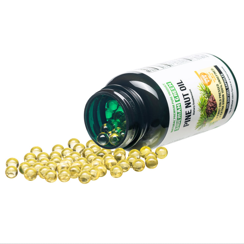 SiberianGreen.com Siberian Green Pine Nut Oil Capsules – 200 Softgels Cooking Oils