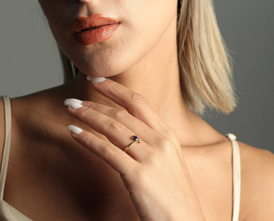 Birthstone Teardrop Ring