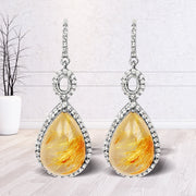 Bids.com 10.04 Carat Genuine Golden Rutile And White Topaz .925 Sterling Silver Earrings Earrings