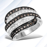 Bids.com 0.80 Carat Genuine Brown Diamond and White Diamond .925 Sterling Silver Ring Rings