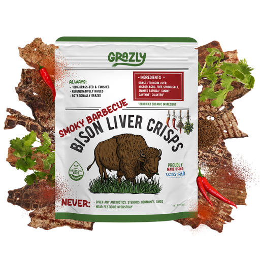 Grazly Bison Liver Crisps - 100% Grass-Fed/Finished Bison Crisp Black Smoky Barbecue / 1 Pack