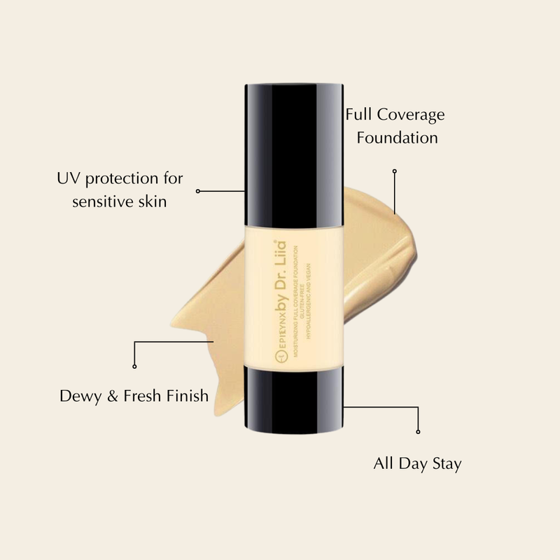 EpiLynx Breathable Full-Coverage Foundation – Dewy Finish, Hydrating, Vegan, Gluten-Free (SPF 15) foundation