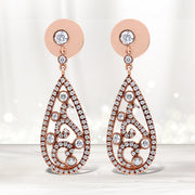 Bids.com 18K Rose Gold 1 1/4 Cttw Diamond Teardrop Shaped Drop and Dangle Screw Back Stud Earring (F-G Color, VS1-VS2 Clarity) Earrings