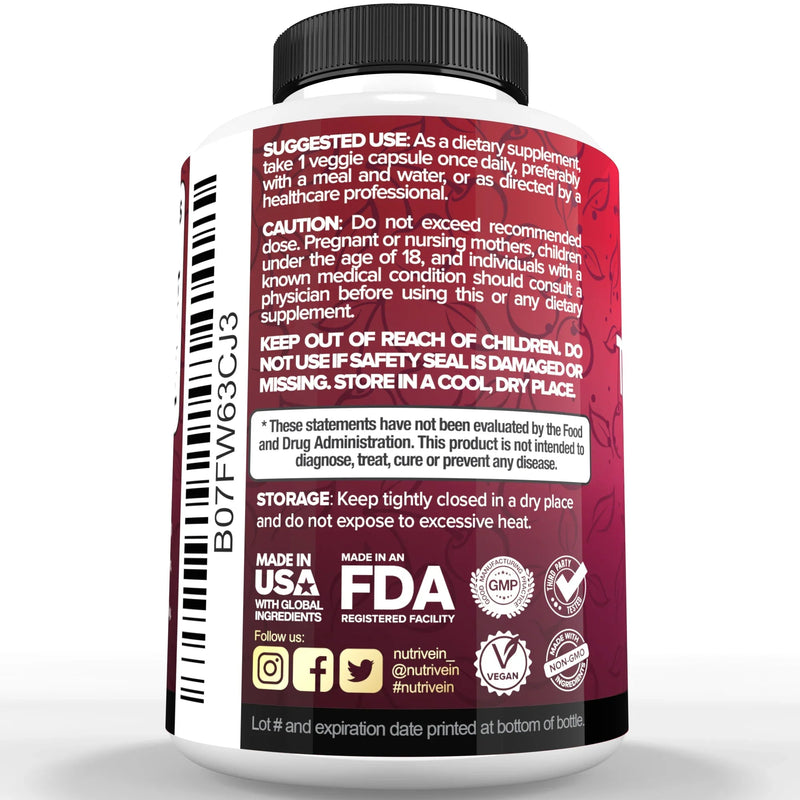 Nutrivein Nutrivein Premium Tart Cherry Capsules 3000mg - 90 Capsules VI-AGZV-6330