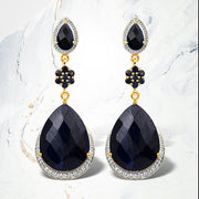 Bids.com 30.04 Carat Dyed Sapphire, Blue Sapphire and White Topaz .925 Sterling Silver Earrings Earrings