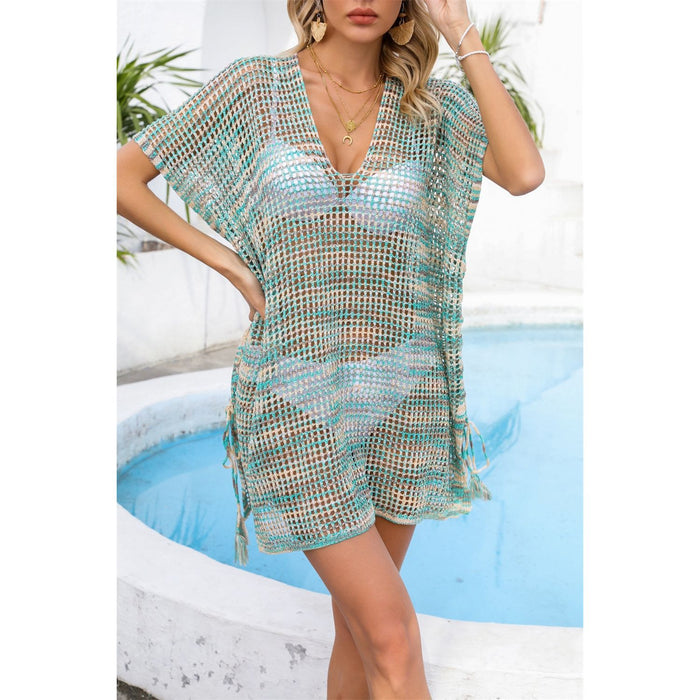 Openwork Slit V-Neck Cover Up