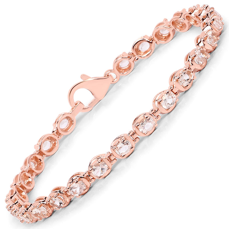 Bids.com 3.75 Carat Genuine Morganite .925 Sterling Silver Bracelet Bracelets