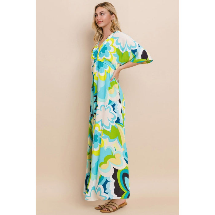 ODDI Floral Printed Slit Maxi Dress