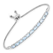 Bids.com 2.20 Carat Genuine Aquamarine .925 Sterling Silver Bracelet Bracelets
