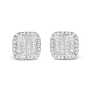Bids.com 10K White Gold Invisible Set 1/2 Cttw Diamond Composite and Halo Stud Earrings (H-I Color, I1-I2 Clarity) Earrings