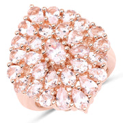 Bids.com 18K Rose Gold Plated 4.55 Carat Genuine Morganite .925 Sterling Silver Ring Rings
