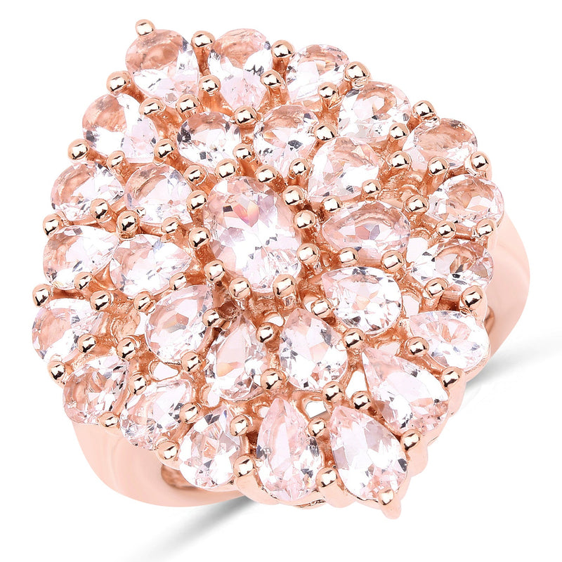 Bids.com 18K Rose Gold Plated 4.55 Carat Genuine Morganite .925 Sterling Silver Ring Rings