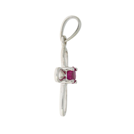 Bids.com .22ct Ruby Cross Religious Pendant 10KT White Gold Pendants