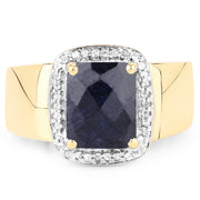 Bids.com 14K Yellow Gold Plated 4.07 Carat Dyed Sapphire and White Topaz .925 Sterling Silver Ring Rings
