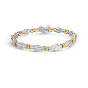 Bids.com 10k Two-Toned Gold 2.00 Cttw Channel Set Baguette-Diamond Weave and  "X" Spiral Link Bracelet (H-I Color, I1-I2 Clarity) - 7" Bracelets