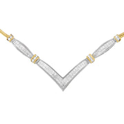 Bids.com 14K Yellow and White Gold 2.00 Cttw Round and Princess-Cut Diamond 'V' Shape Statement Necklace (H-I Color, SI2-I1 Clarity) - 18" Necklaces